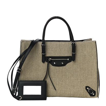 Balenciaga Canvas Papier A6 Zip Around Tote Beige Black 1 of 9