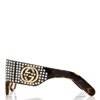 Gucci Acetate Crystal Oversize Hollywood Forever Sunglasses GG0144S Tortoiseshell 3 of 8