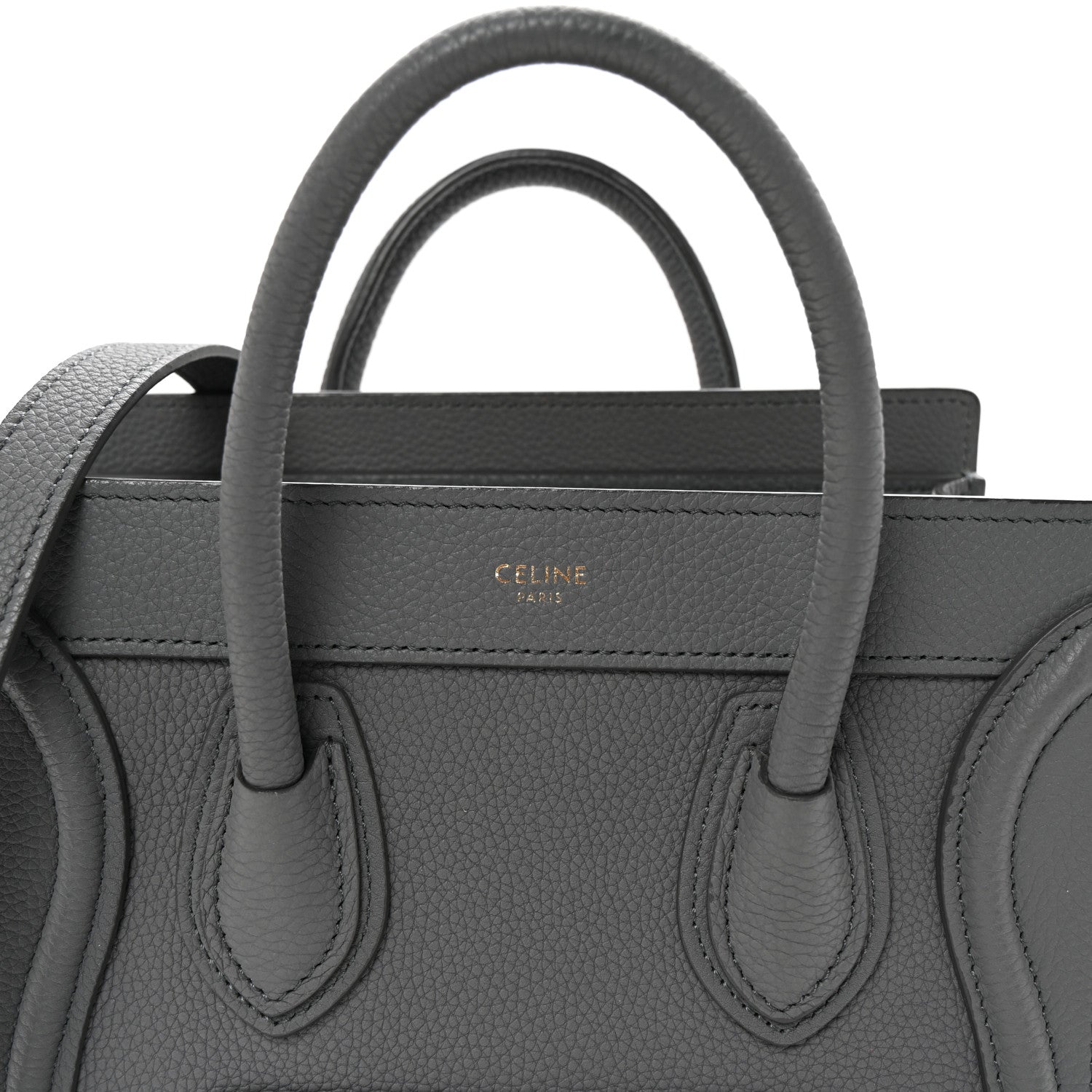Celine Drummed Calfskin Nano Luggage Kohl 9 of 11