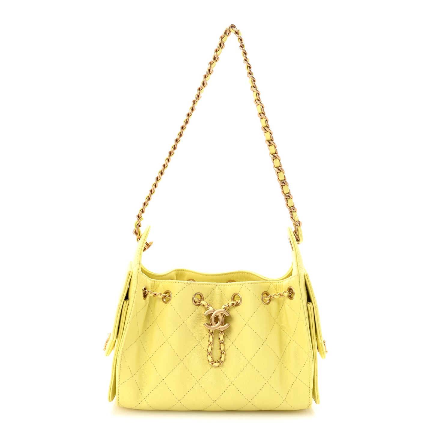 Caviar Quilted Mini Chanel 25 Handbag Light Yellow Light Yellow