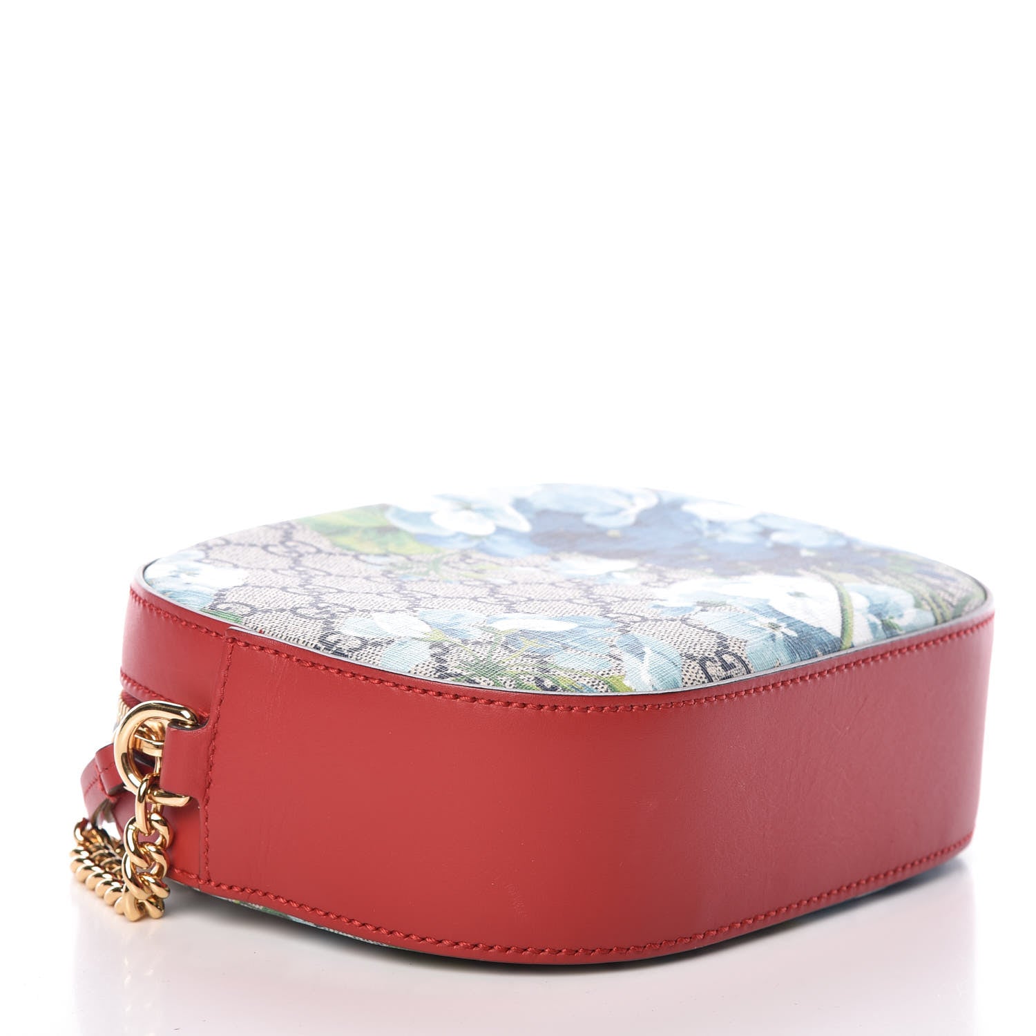 Gucci GG Supreme Monogram Blooms Mini Chain Shoulder Bag Beige Blue Navy Hibiscus Red 4 of 9