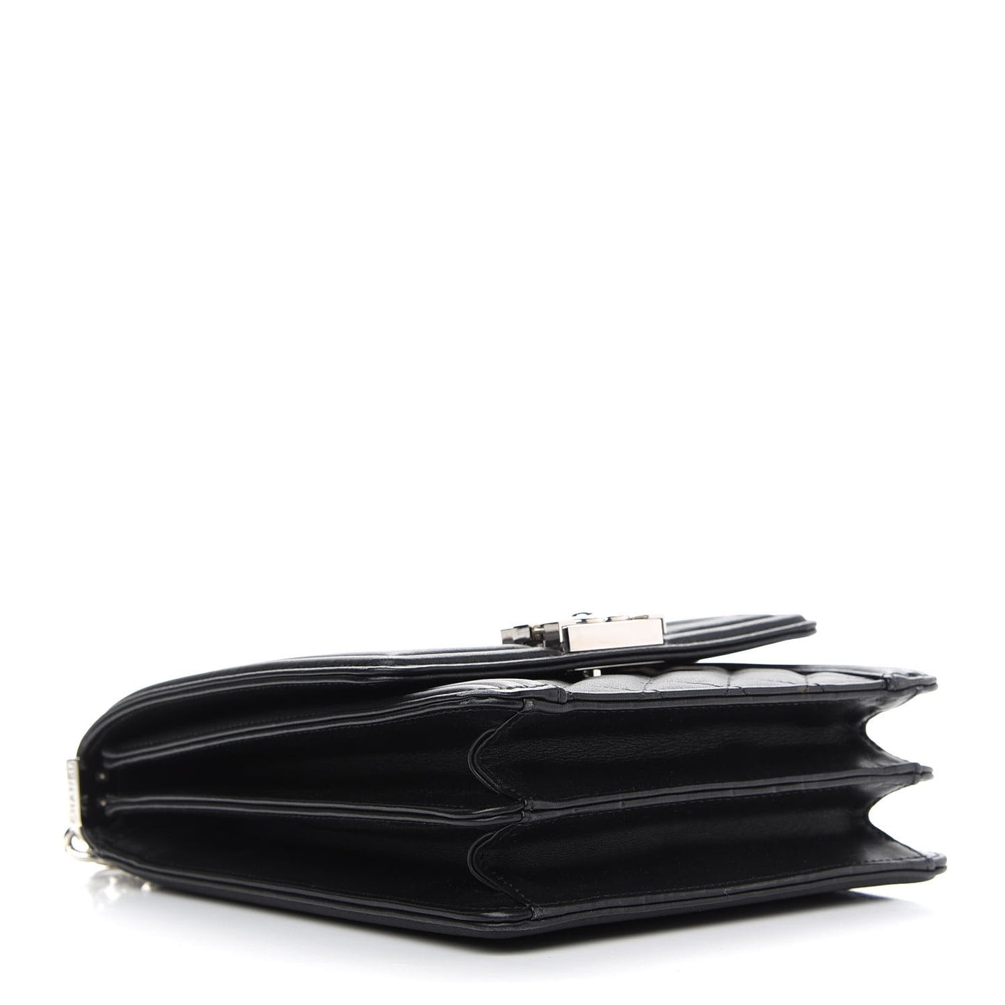 Calfskin Quilted North South Boy Flap Black