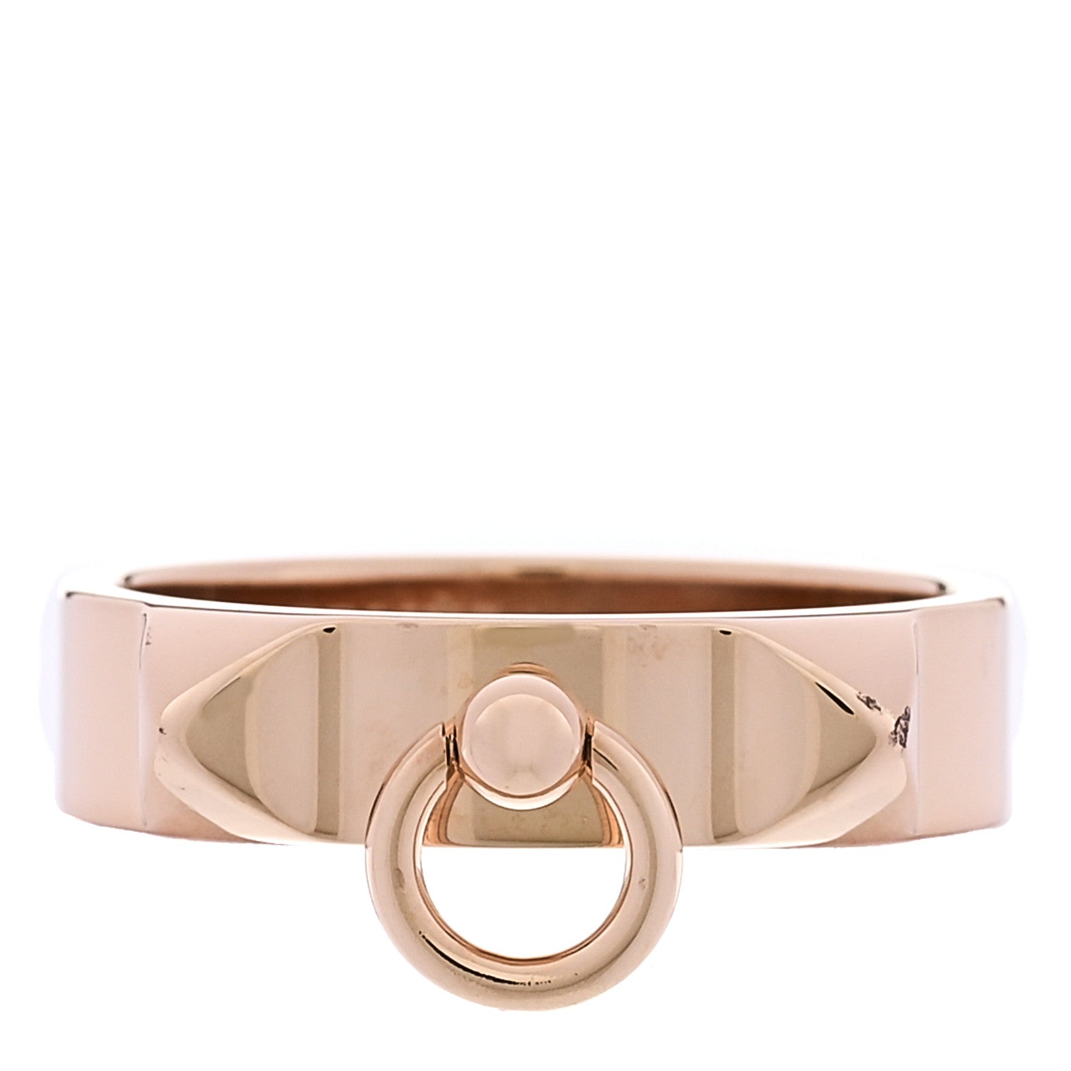 Hermes 18K Rose Gold PM Collier De Chien Ring 57 8 1 of 5