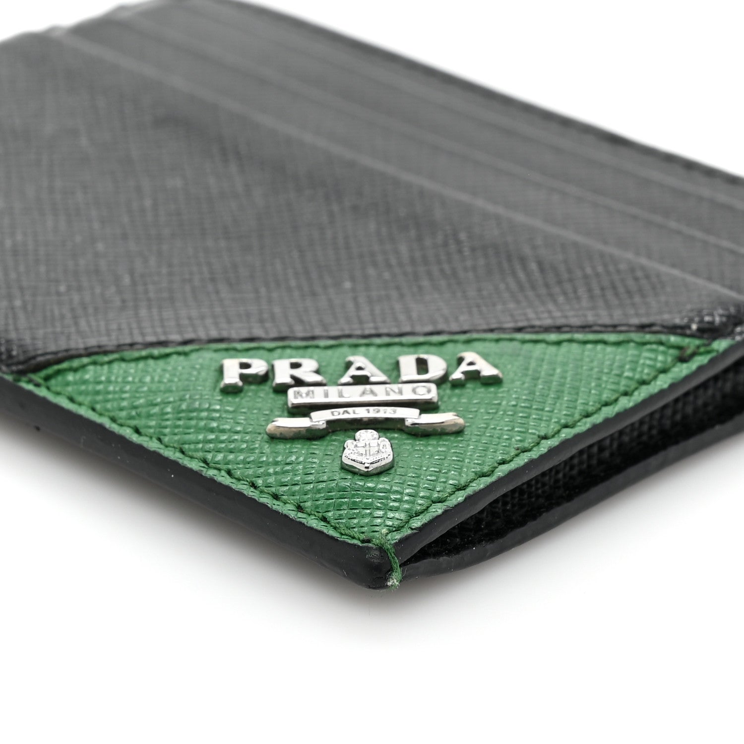 Prada Saffiano Card Holder Black Green 7 of 9