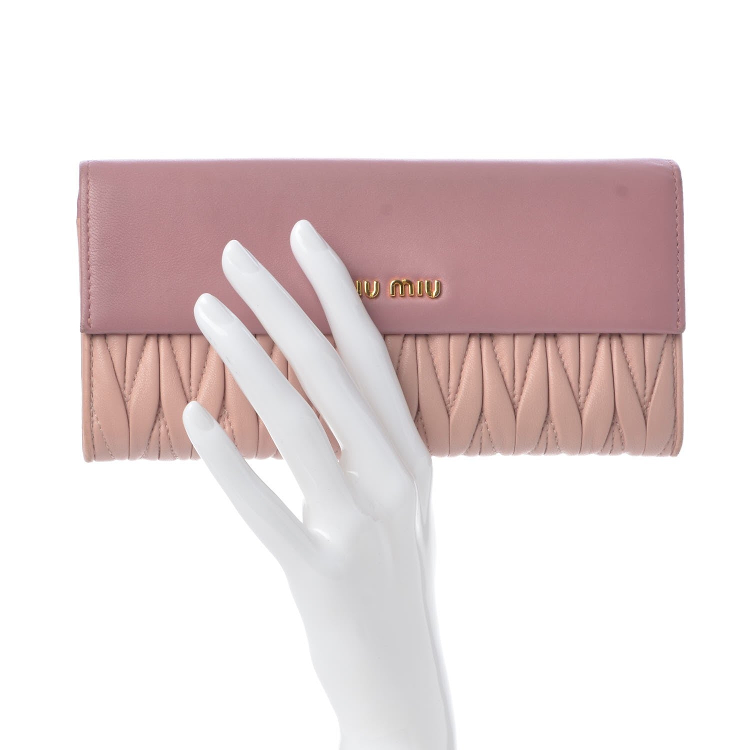 Miu Miu Nappa Matelasse Bicolor Wallet Loto Orchidea 2 of 10