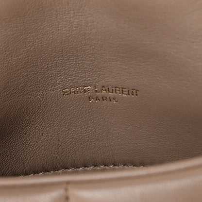 Saint Laurent Lambskin Quilted Toy Loulou Puffer Monogram Chain Satchel Dark Beige 11 of 14