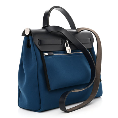 Hermes Toile Vache Hunter Herbag Zip Retourne 31 PM Black Blue De Malte 4 of 14