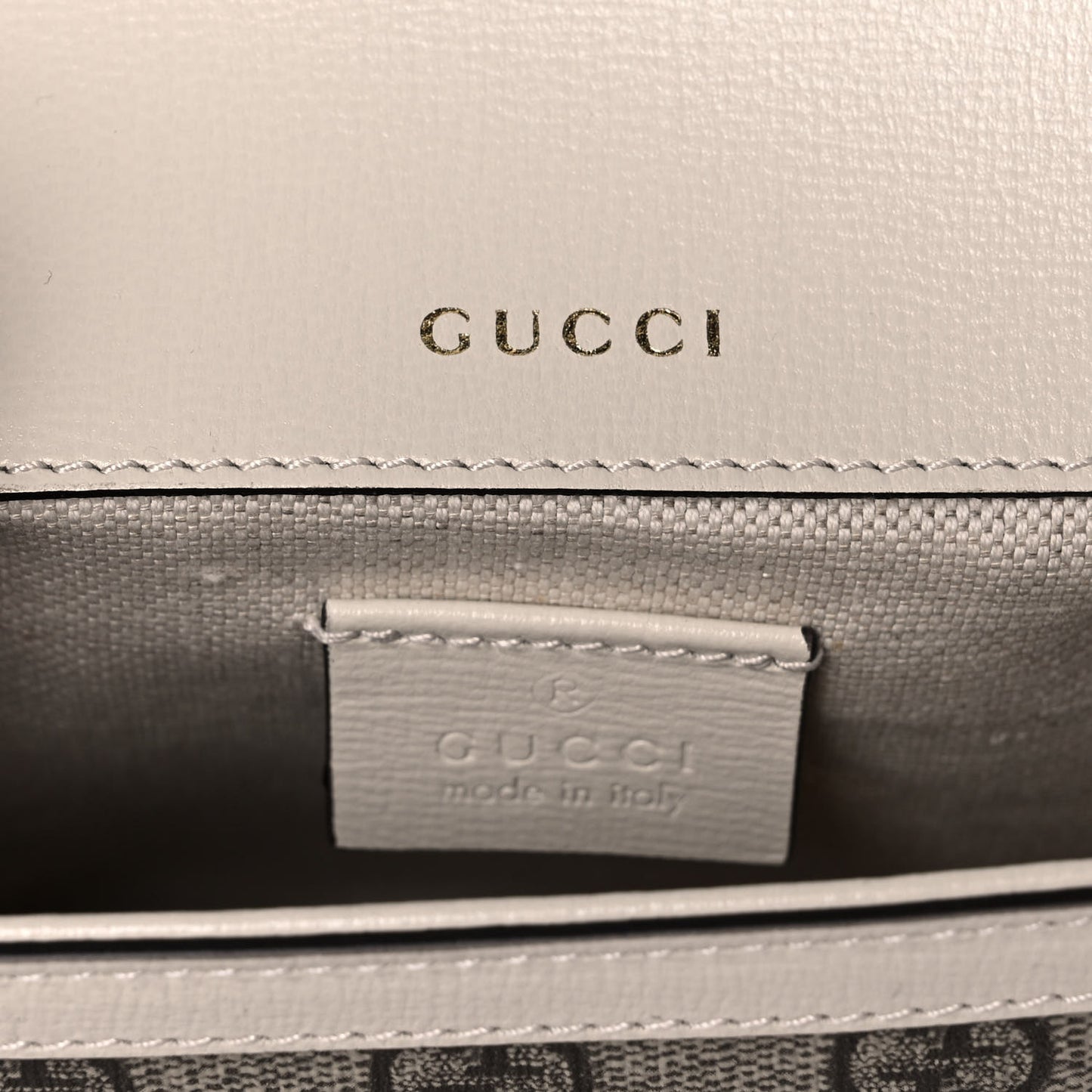 GG Supreme Monogram Web Mini Horsebit 1955 Shoulder Bag Beige Mystic White
