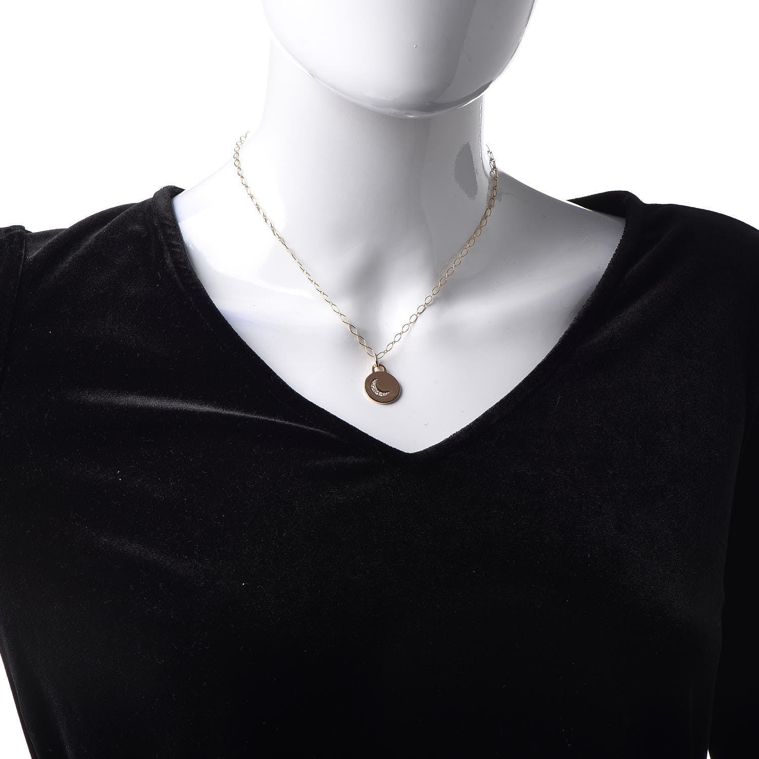 Tiffany 18K Rose Gold Diamond Moon Tag Charm Pendant Necklace 2 of 7