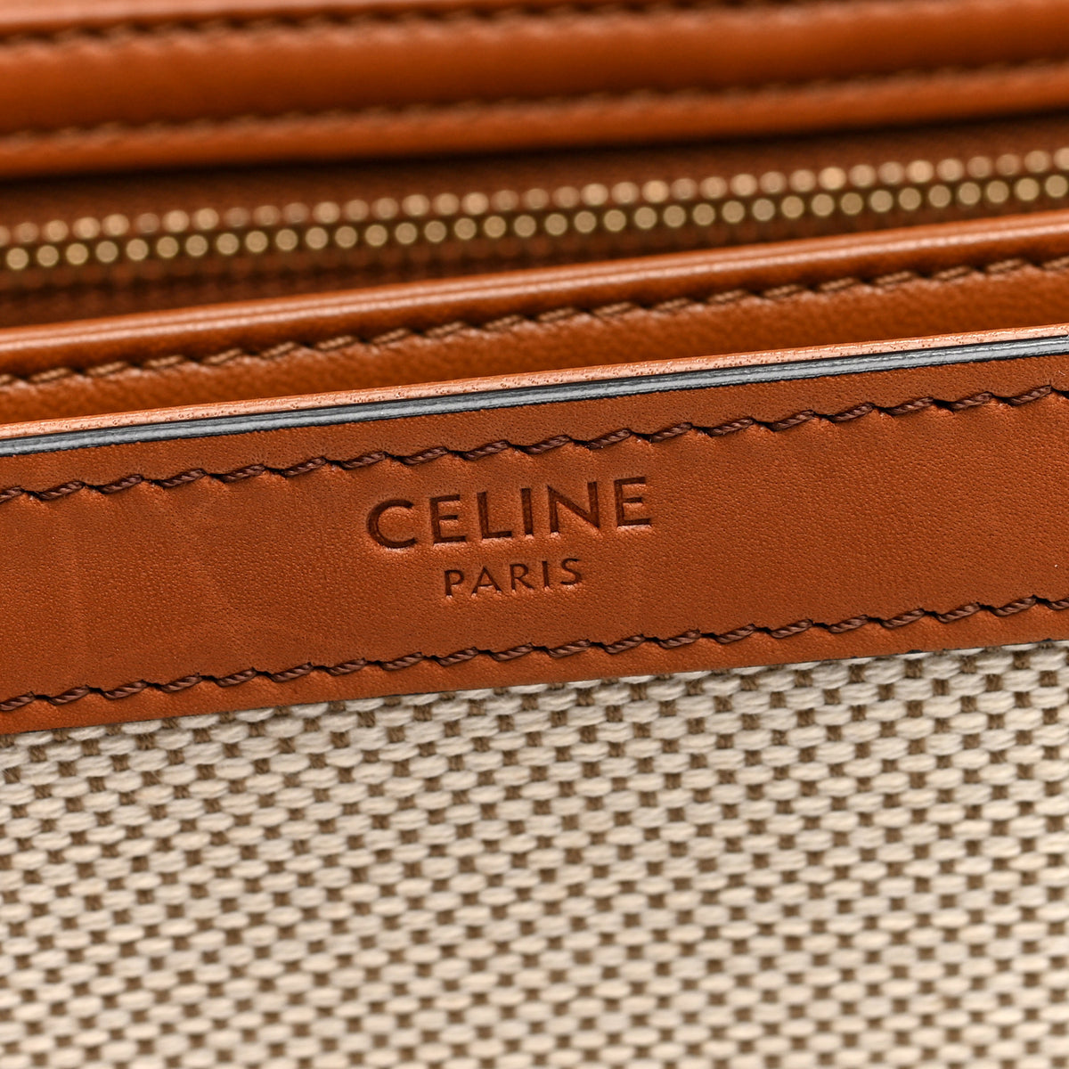 Celine Textile Natural Calfskin Teen Triomphe White Tan 6 of 9