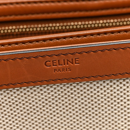 Celine Textile Natural Calfskin Teen Triomphe White Tan 6 of 9