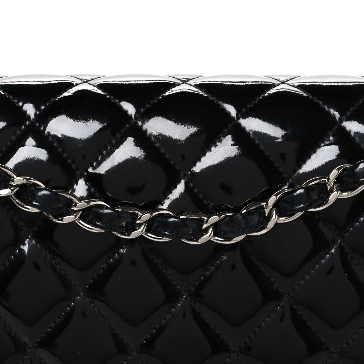 Patent Quilted Jumbo Double Flap Black
