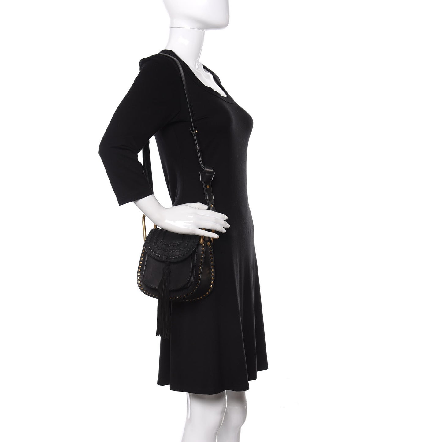 Calfskin Braided Mini Hudson Shoulder Bag Black