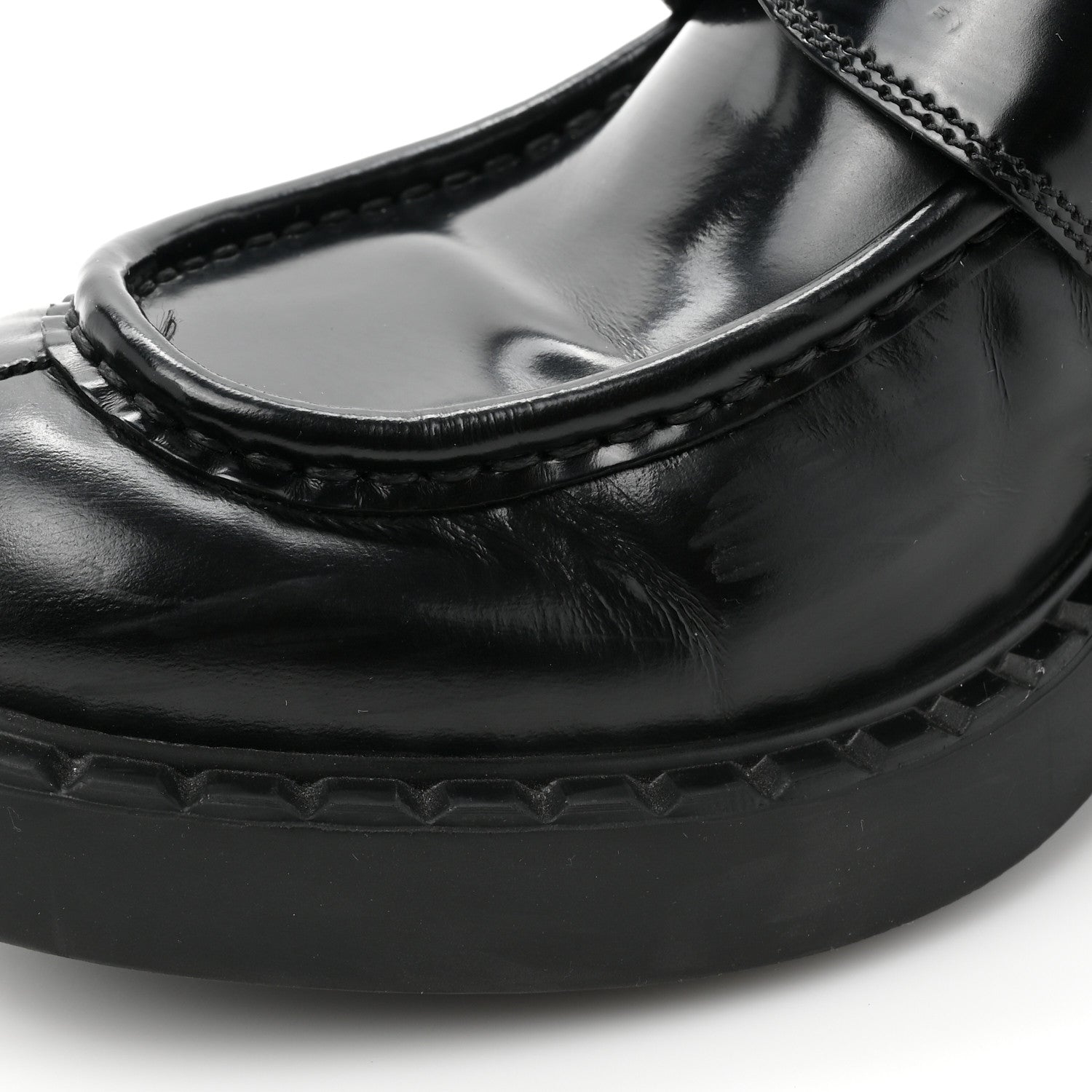 Prada Vernice Triangle 50mm Loafers 40 Black 10 of 13