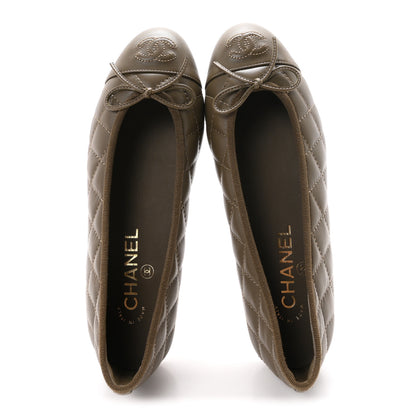 Chanel Lambskin Quilted CC Cap Toe Ballerina Flats 36.5 Dark Brown 2 of 10