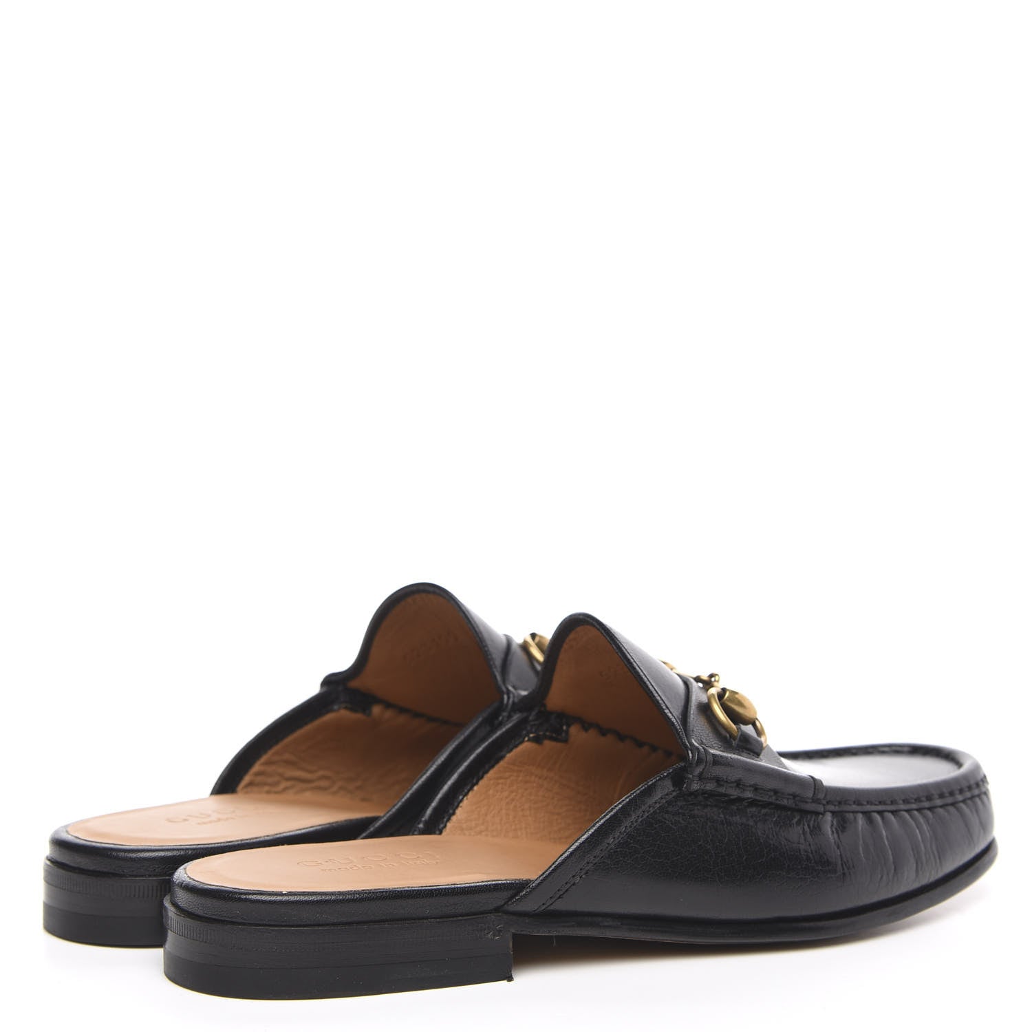 Gucci Goatskin Mens Horsebit Slippers 8 Black 4 of 10