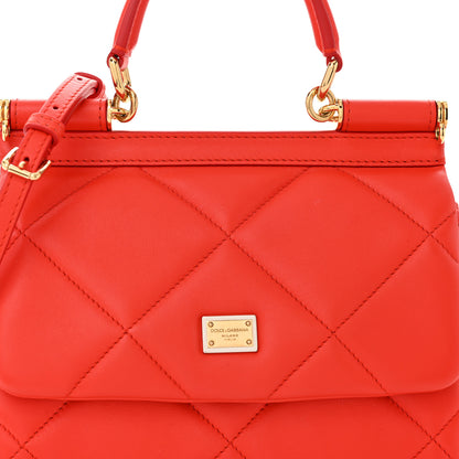 Dolce & Gabbana Calfskin Quilted Small Miss Sicily Satchel Red 7 of 9