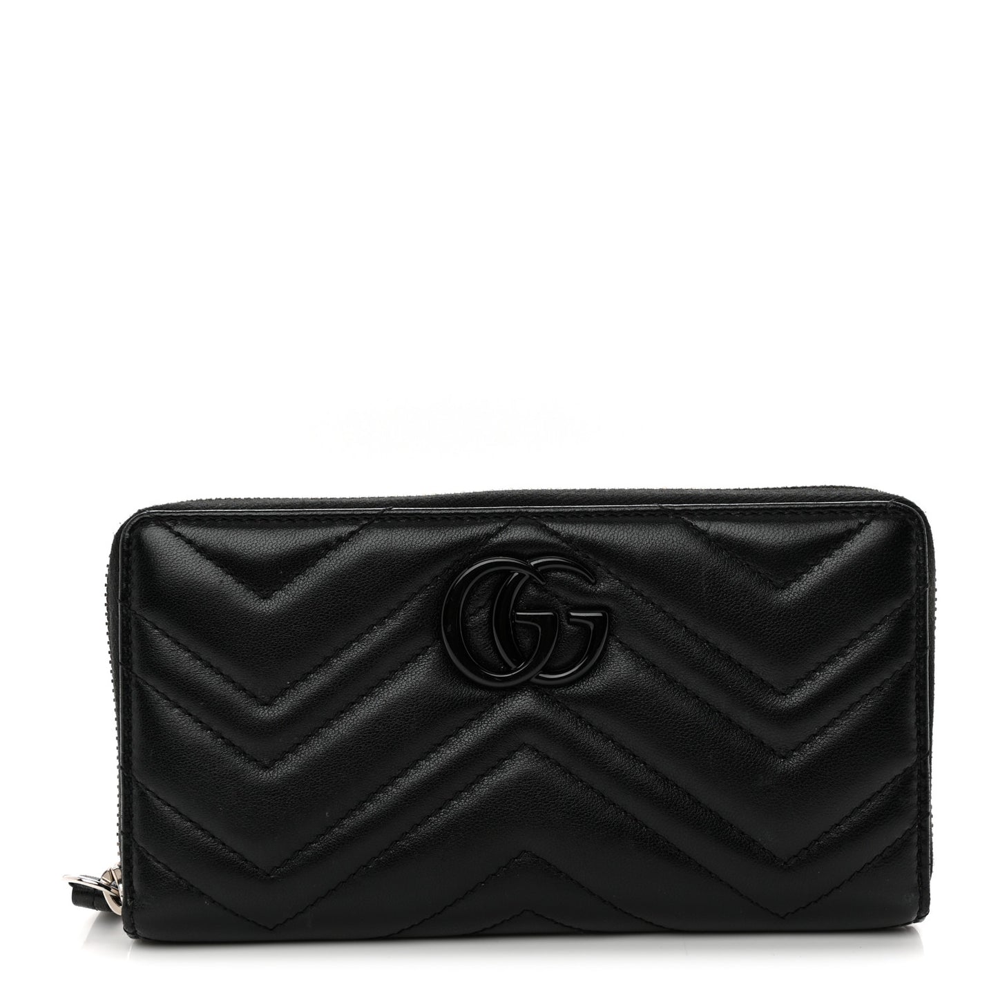 Calfskin Matelasse Monochrome GG Marmont Zip Around Wallet Black