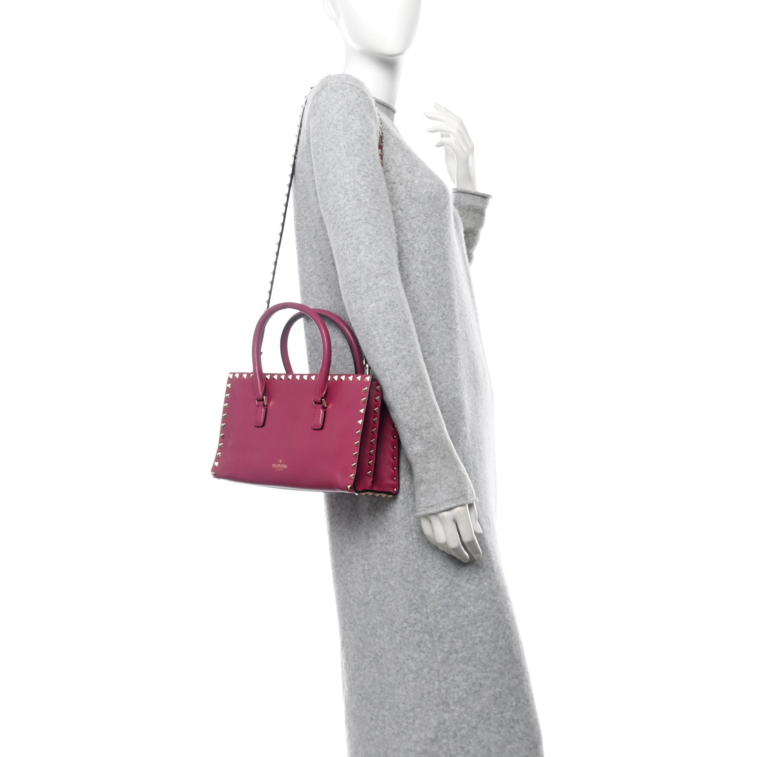 Valentino Garavani Vitello Rockstud Tote Deep Cyclamin 2 of 13