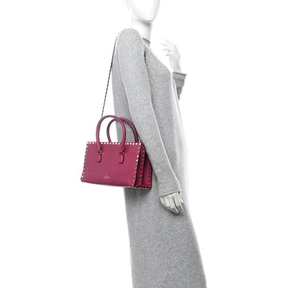 Valentino Garavani Vitello Rockstud Tote Deep Cyclamin 2 of 13