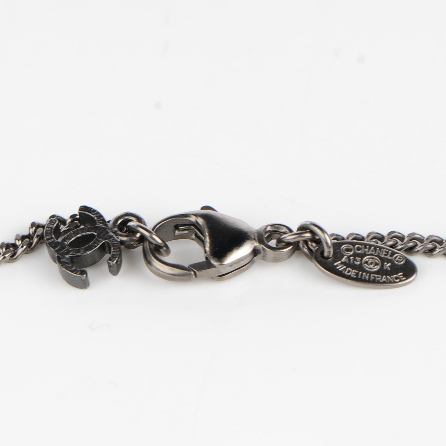 Enamel Map CC Pendant Necklace Dark Silver