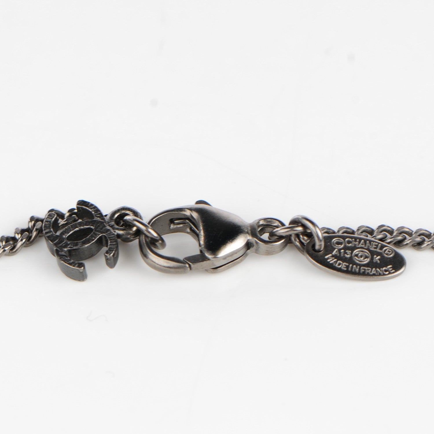 Chanel Enamel Map CC Pendant Necklace Dark Silver 3 of 5