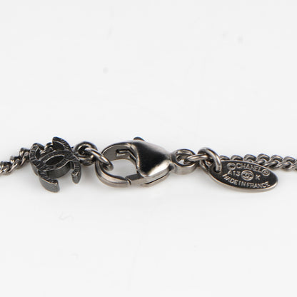 Chanel Enamel Map CC Pendant Necklace Dark Silver 3 of 5