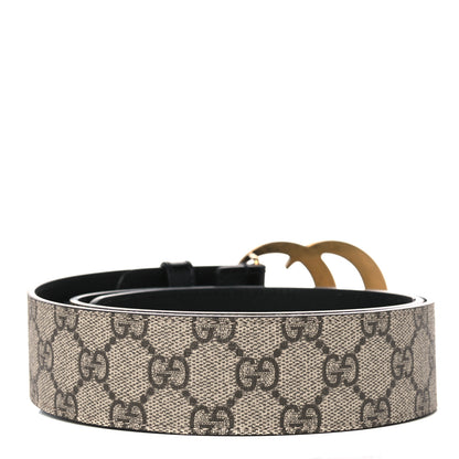 Gucci GG Supreme Monogram Matte Plutone Calfskin Double G 40mm Belt 90 36 Beige Ebony Black 2 of 5