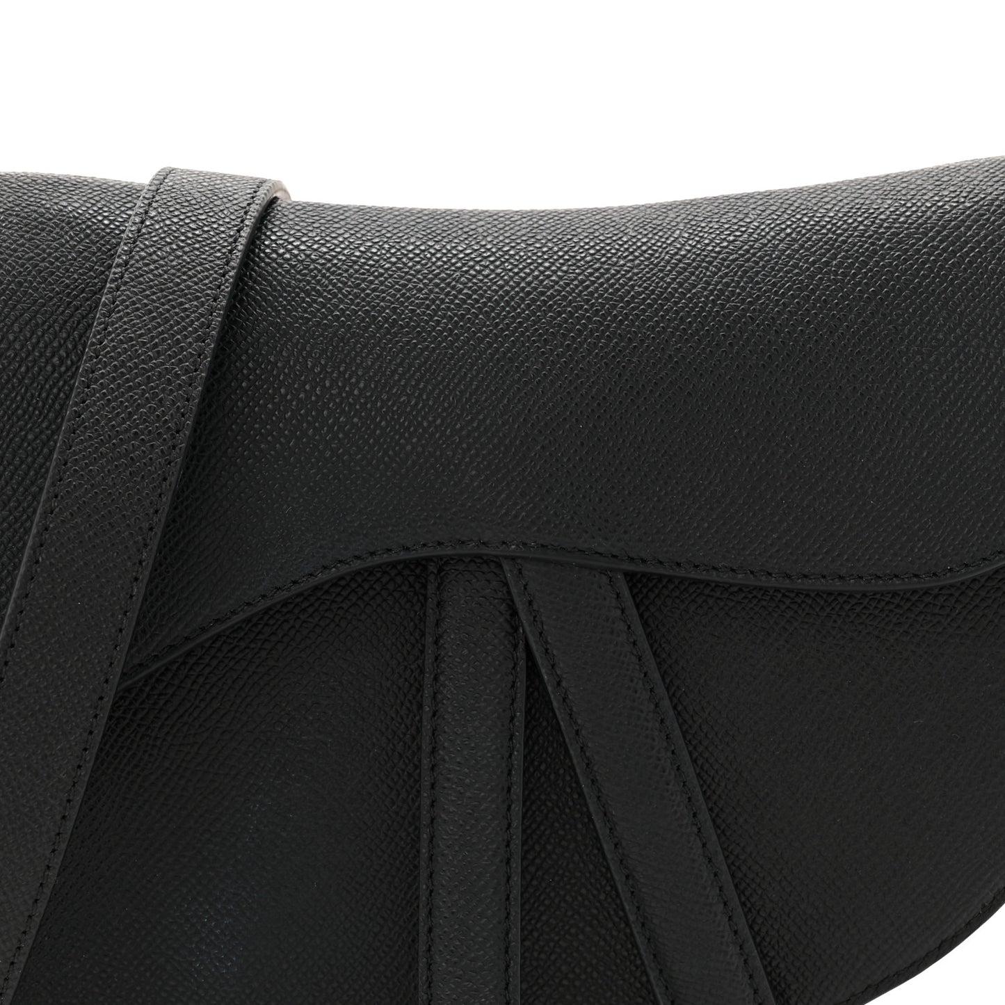 Grained Calfskin Saddle Bag With Strap Black
