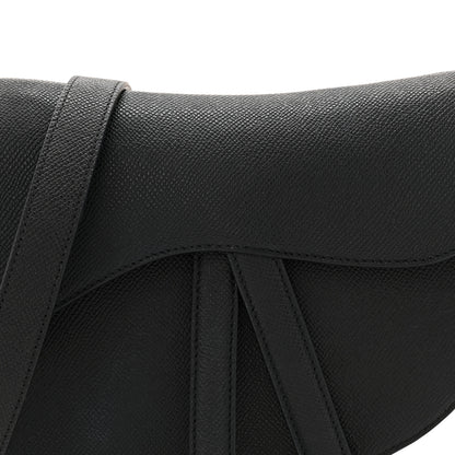Christian Dior Grained Calfskin Saddle Bag With Strap Black 8 of 10