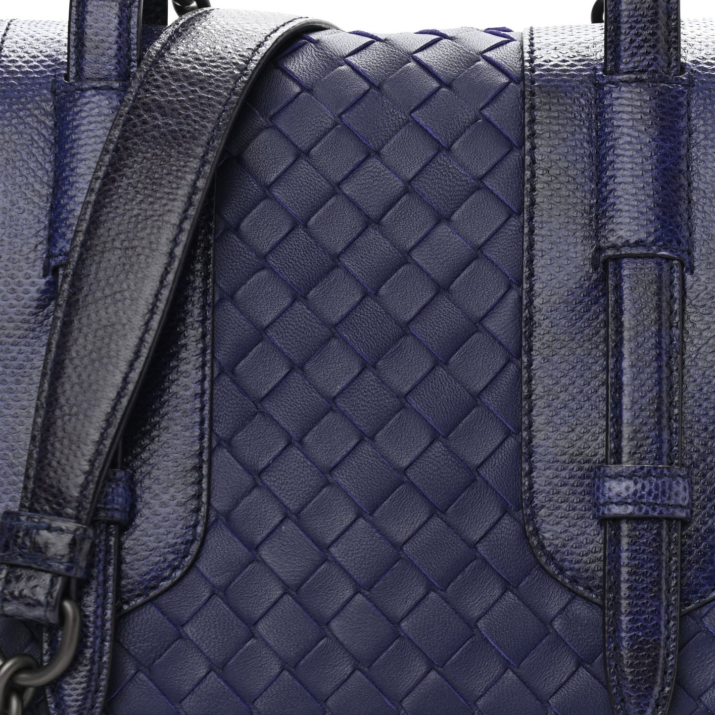 Nappa Intrecciato Snakeskin Chain Crossbody Atlantic