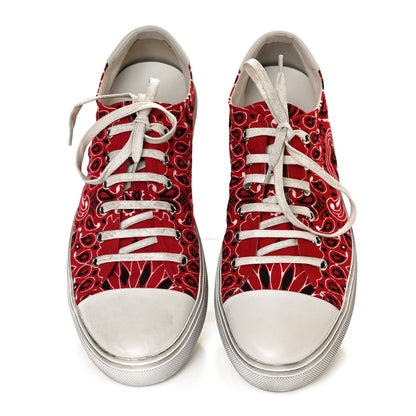 Saint Laurent Canvas Bandana Print Bedford Low Top Sneakers 41 Red 5 of 10