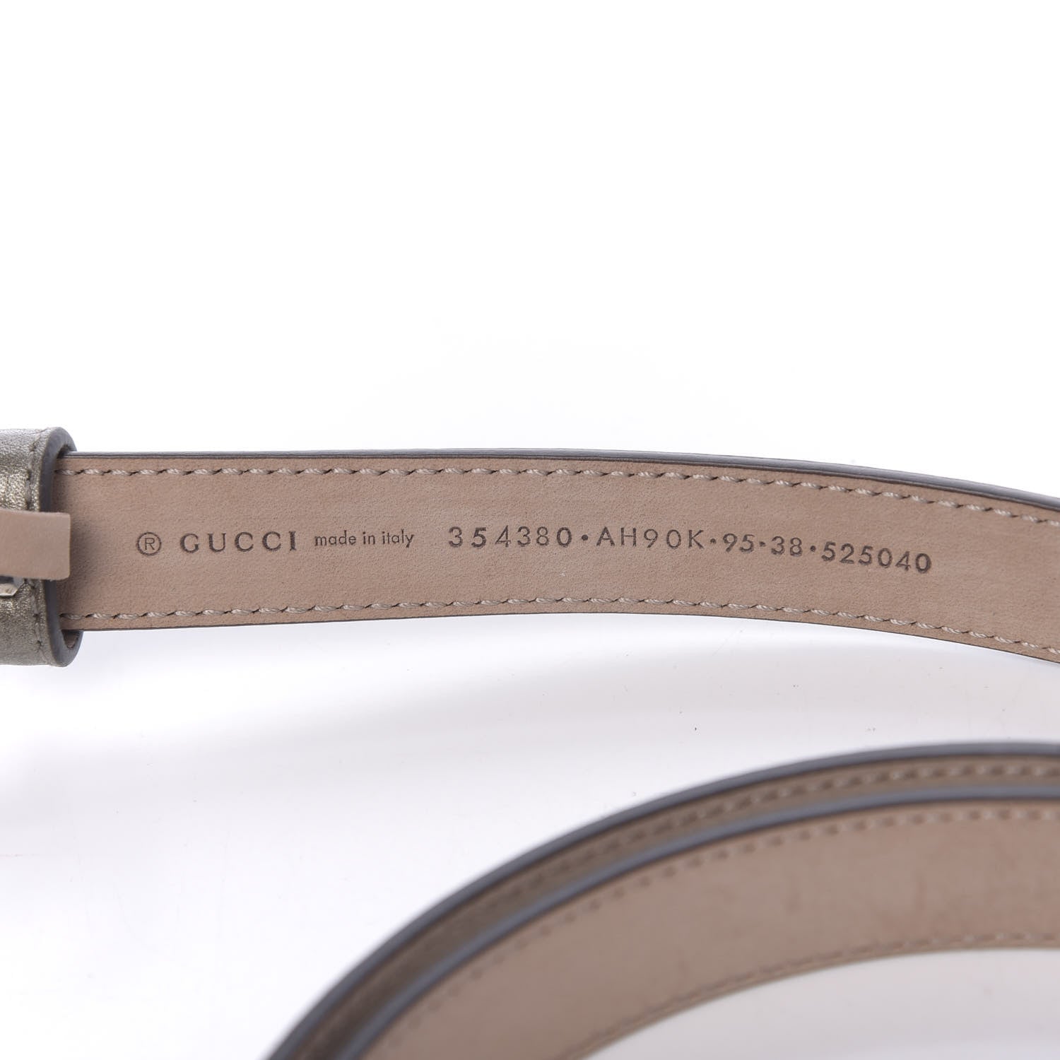Gucci Metallic Calfskin Crystal Interlocking G Belt 95 38 Sasso 3 of 5