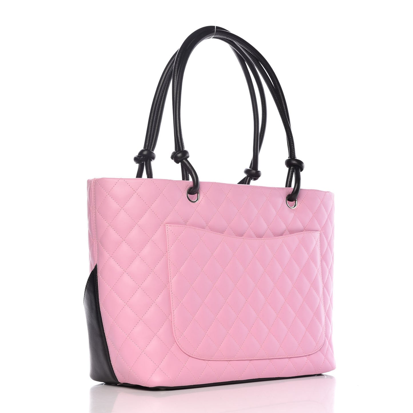 Calfskin Quilted Large Cambon Tote Pink Black