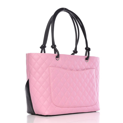 Chanel Calfskin Quilted Large Cambon Tote Pink Black 3 of 10