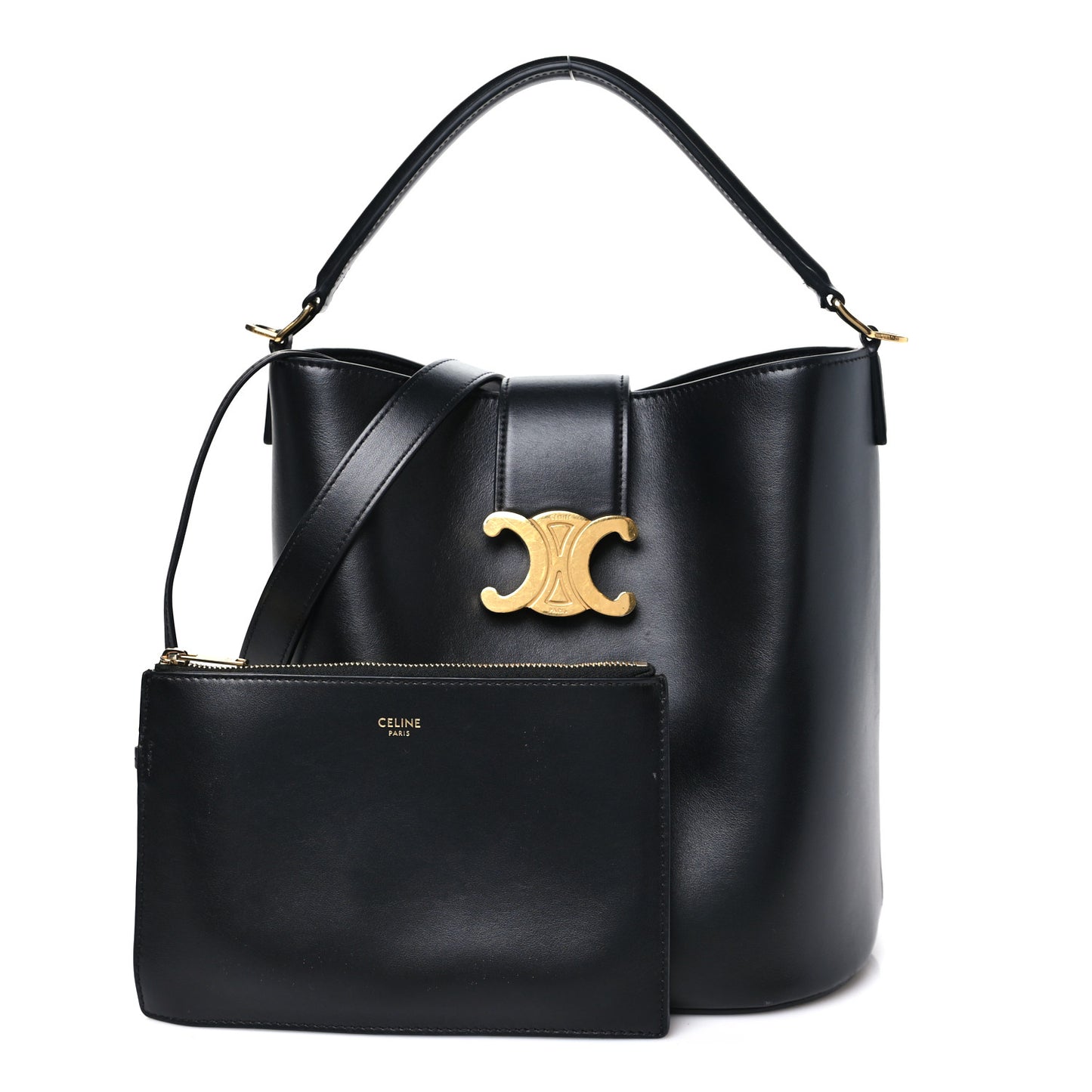 Smooth Calfskin Triomphe Medium Louise Bag Black