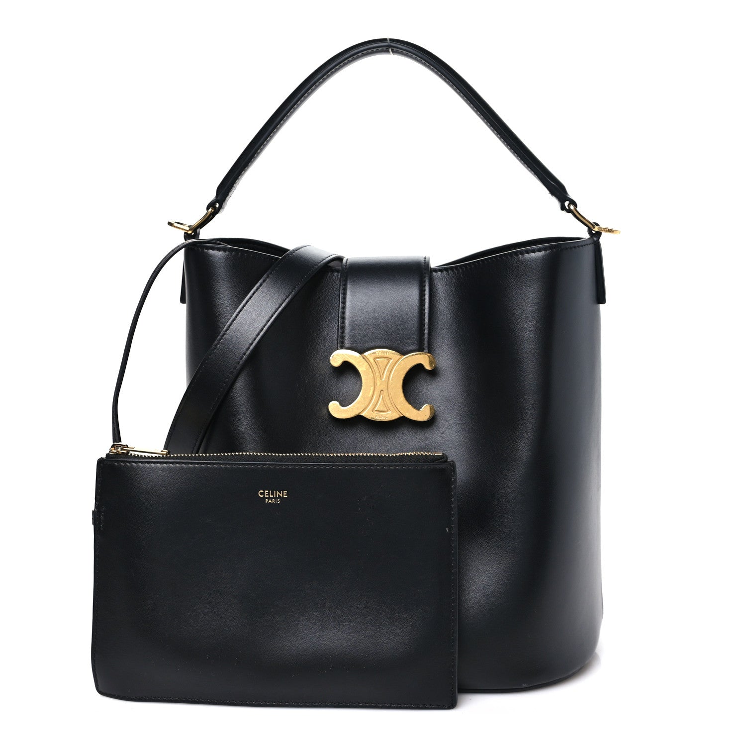 Celine Smooth Calfskin Triomphe Medium Louise Bag Black 3 of 10