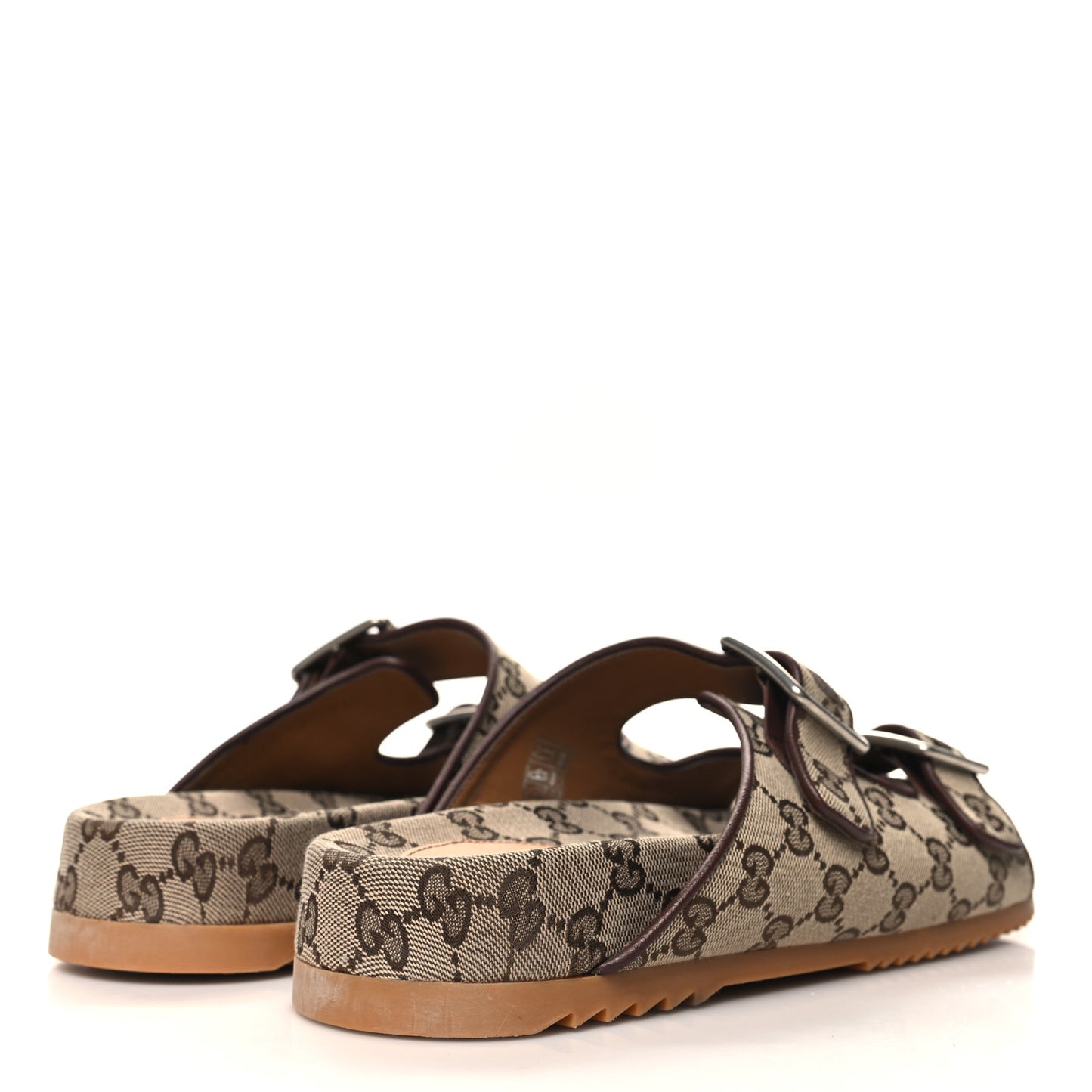 GG Monogram Lavaredo Eco Fabric Mens Slide Sandals With Straps 9 Beige Ebony Light Brown