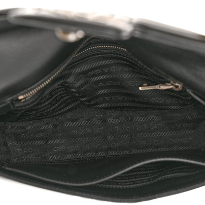 Prada Soft Calfskin Impunture Diagramme Medium Chain Flap Shoulder Bag Black 5 of 9