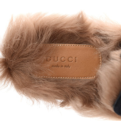 Gucci Velvet Fur Womens Princetown Slippers 39 Black 7 of 8