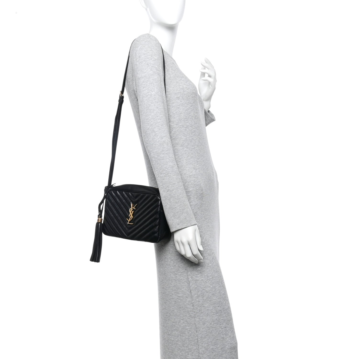 Saint Laurent Calfskin Matelasse Monogram Lou Camera Bag Black 2 of 12