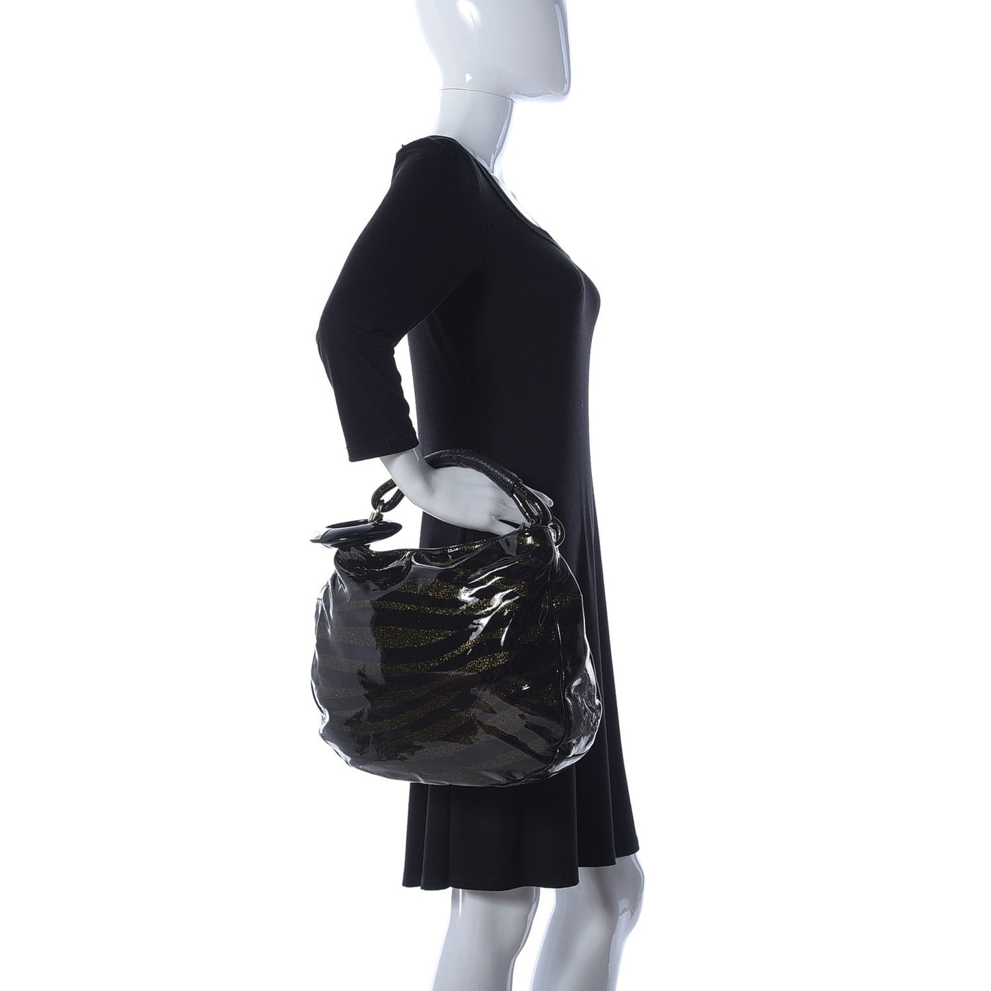 Patent Zebra Print Sky Hobo Black