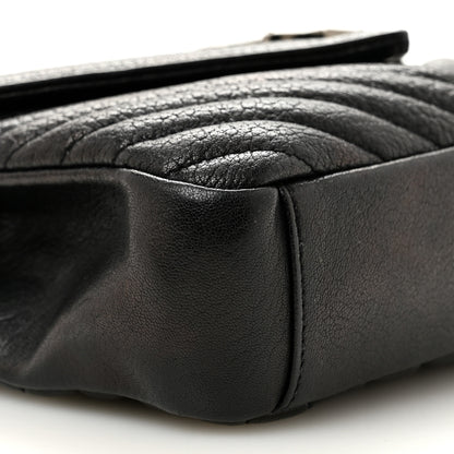 Saint Laurent Sheepskin Matelasse Chevron Monogram Medium College Bag Black 9 of 13