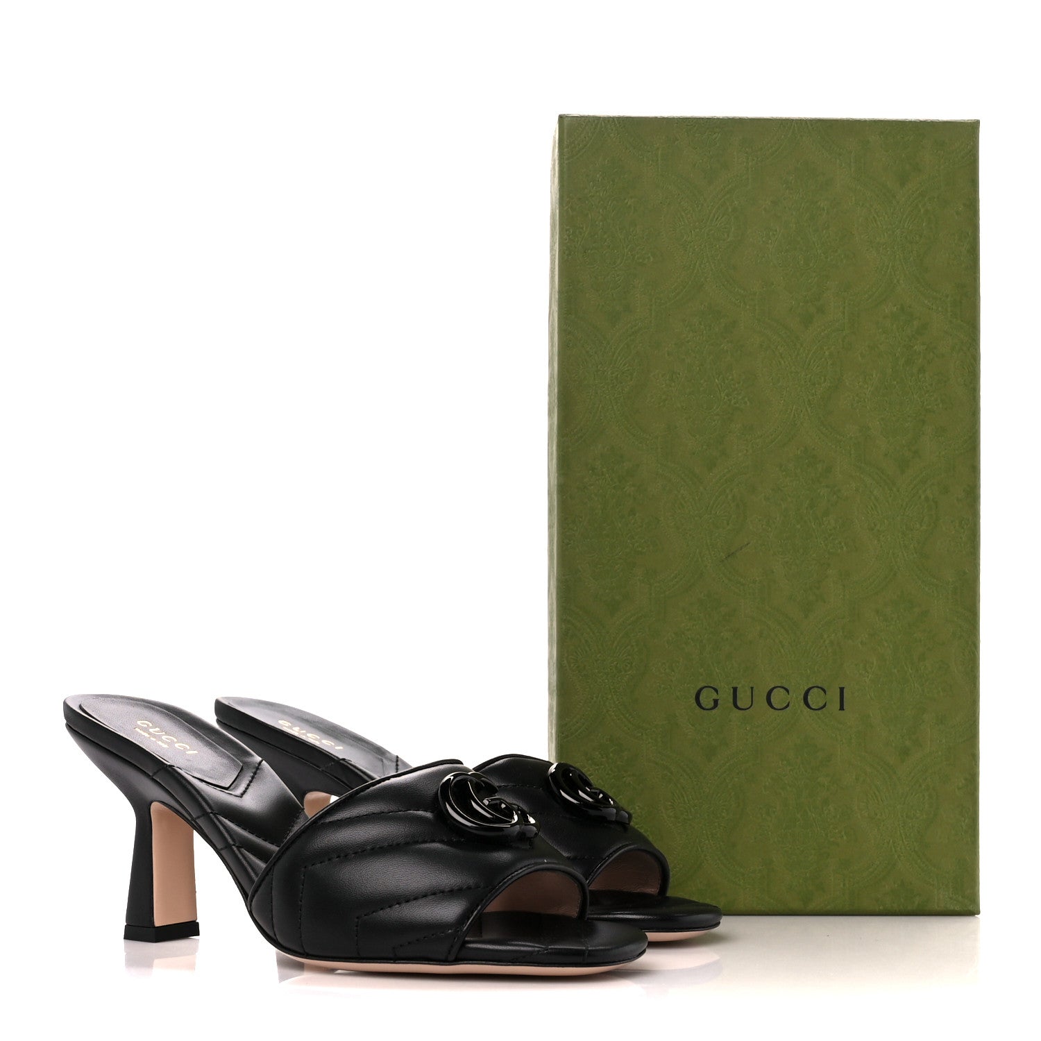 Gucci Nappa Matelasse Monochrome GG Marmont 75mm Slide Sandals 37 Black 10 of 10