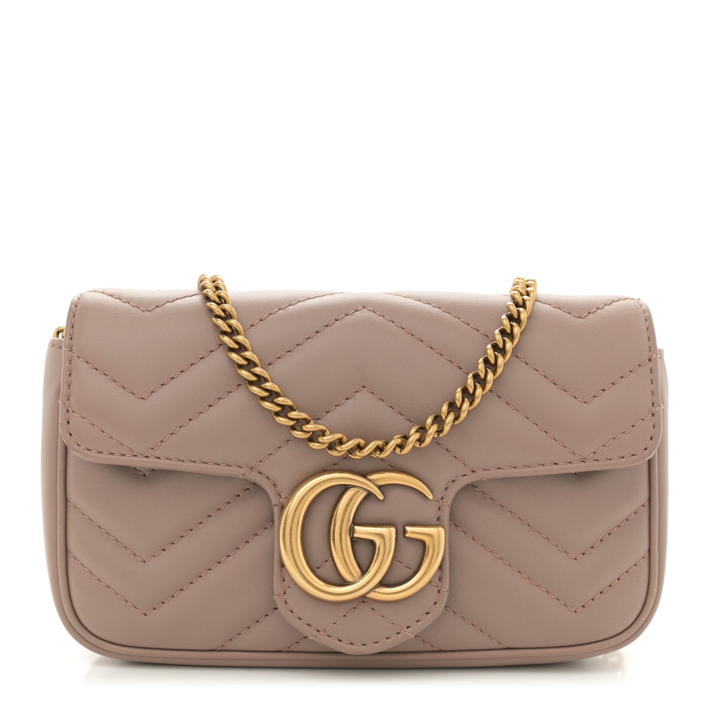 Calfskin Matelasse Super Mini GG Marmont Shoulder Bag Porcelain Rose