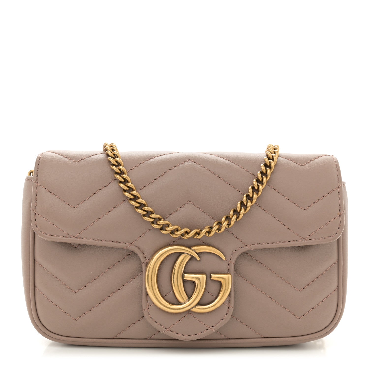 Gucci Calfskin Matelasse Super Mini GG Marmont Shoulder Bag Porcelain Rose 1 of 11