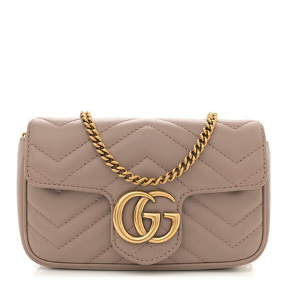 Gucci Calfskin Matelasse Super Mini GG Marmont Shoulder Bag Porcelain Rose 1 of 11