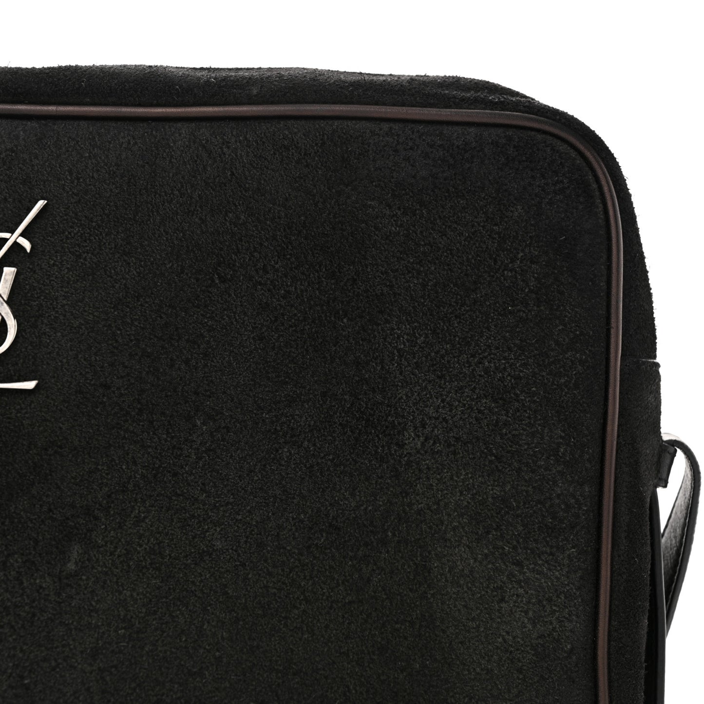 Suede Flat Messenger Bag Black