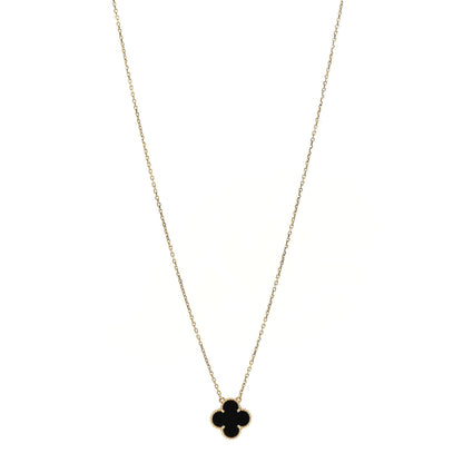 Van Cleef & Arpels 18K Yellow Gold Black Onyx Vintage Alhambra Pendant Necklace 1 of 6