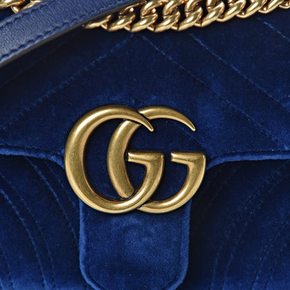 Gucci Velvet Matelasse Mini GG Marmont Shoulder Bag Cobalt Blue 5 of 9